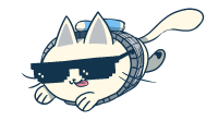 A cool cat mascot wearing sunglasses