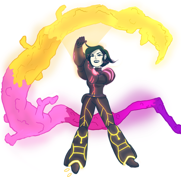 Trailblaze, a neuroscience hero in a triumphant pose